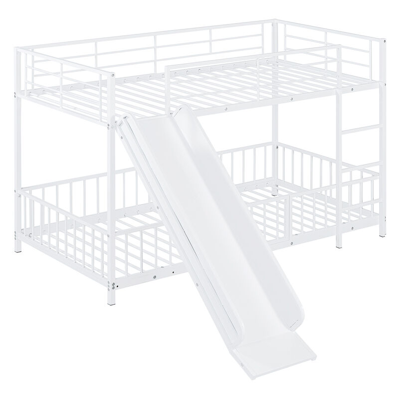 Merax Metal Bunk Bed with Slide and Guardrails