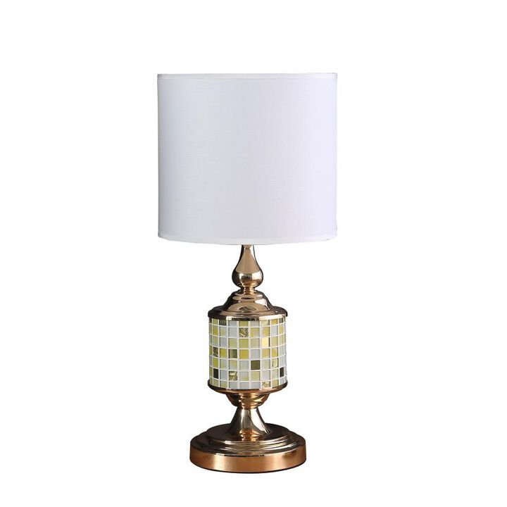 Hivvago 23" Gold Bedside Table Lamp With White Drum Shade