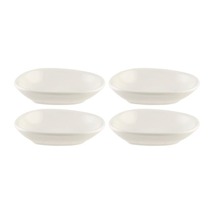 Vago 4" x 3" x h:0.75" 1 oz. Organic Warm White Porcelain Bowl (Set of 4)