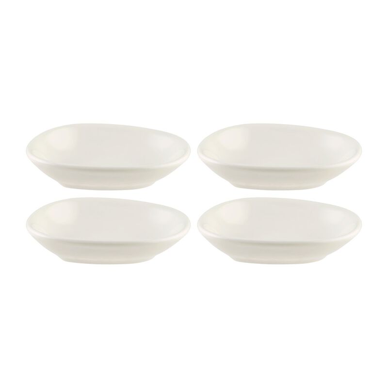 Vago 4" x 3" x h:0.75" 1 oz. Organic Warm White Porcelain Bowl (Set of 4)