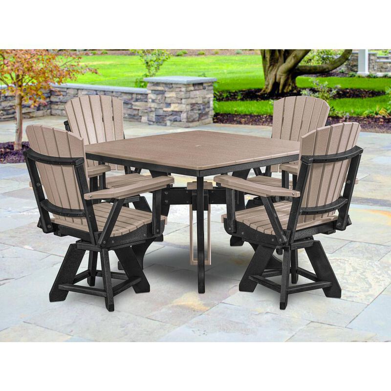 American Furniture Classics Dining Height Square Table in Weatherwood with a Black Base