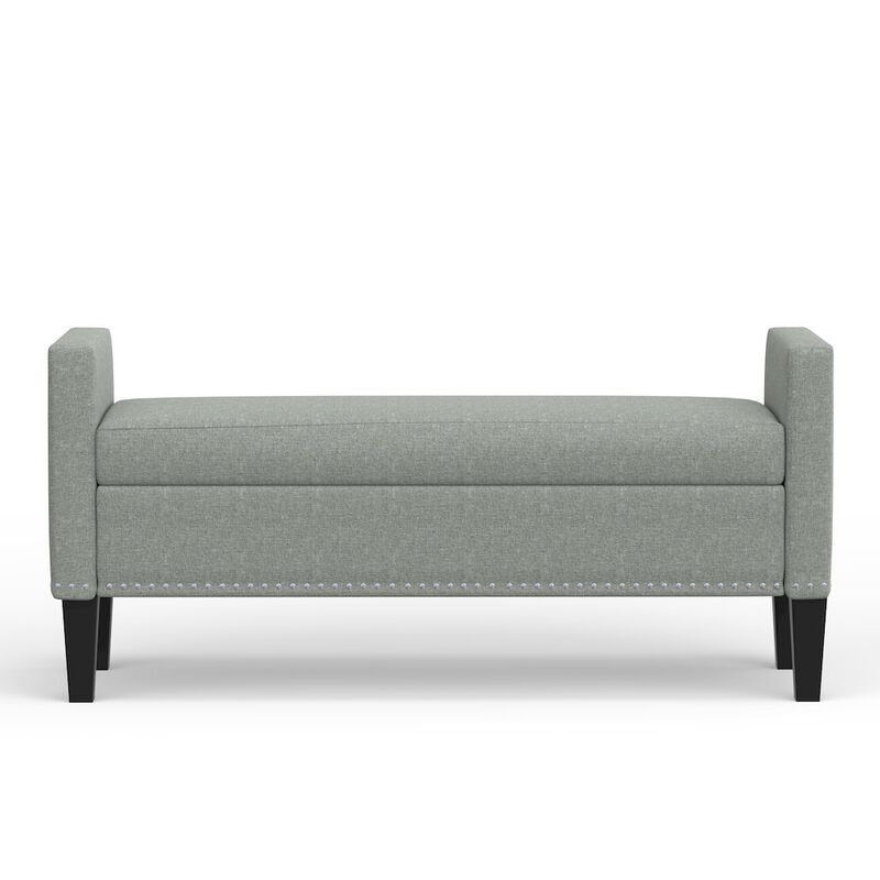 Rize Home 51.25 Storage Bench with Nailhead Trim - Stone (Light Gray) image number 1