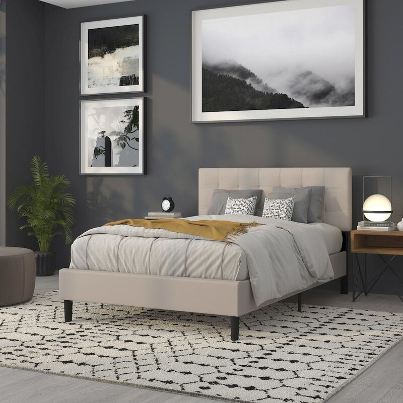 Flash Furniture Tufted Upholstered Full Size Headboard in Beige Fabric image number 8