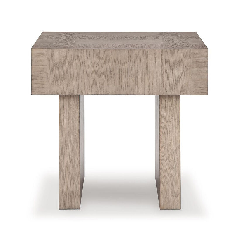 Laina Side End Table, Light Grayish Brown Hardwood, Square 26 Inch