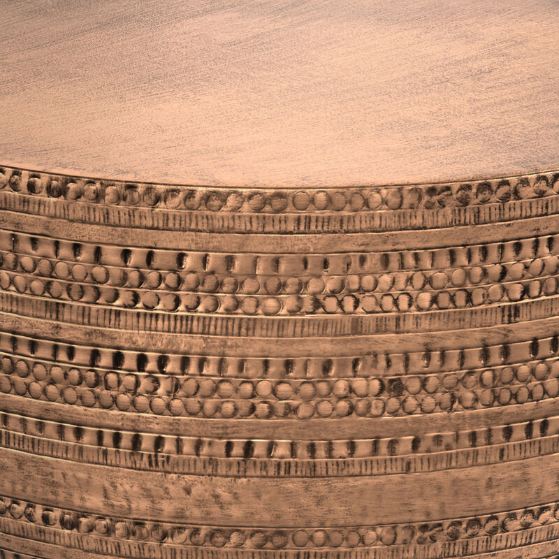 Johnsen 29.5 inch Wide Boho Metal Coffee Table in Antique Copper Iron, Assembled