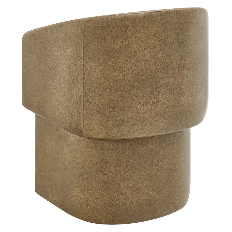 Modway Verity Vegan Leather Dining Chair with Rounded Back in Espresso &ndash; Upholstered Barrel Accent Chair with Armrests for Kitchen, Office, or Living Room image number 4
