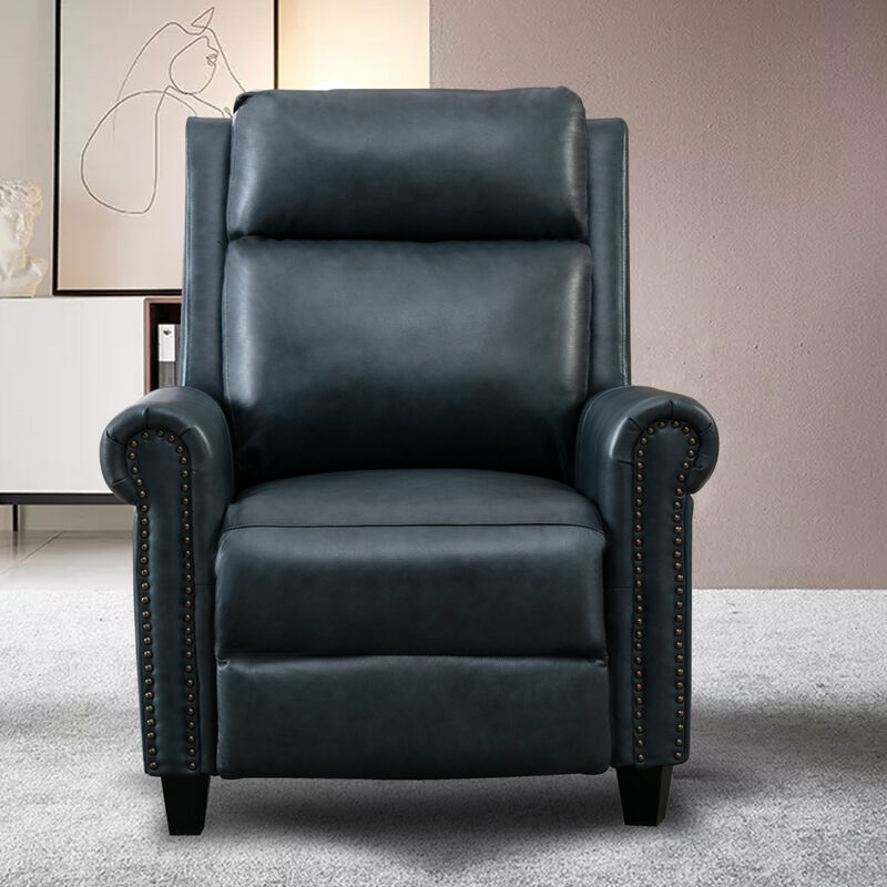 33.5inch Wide Genuine Leather Manual Ergonomic Recliner(Leather material)