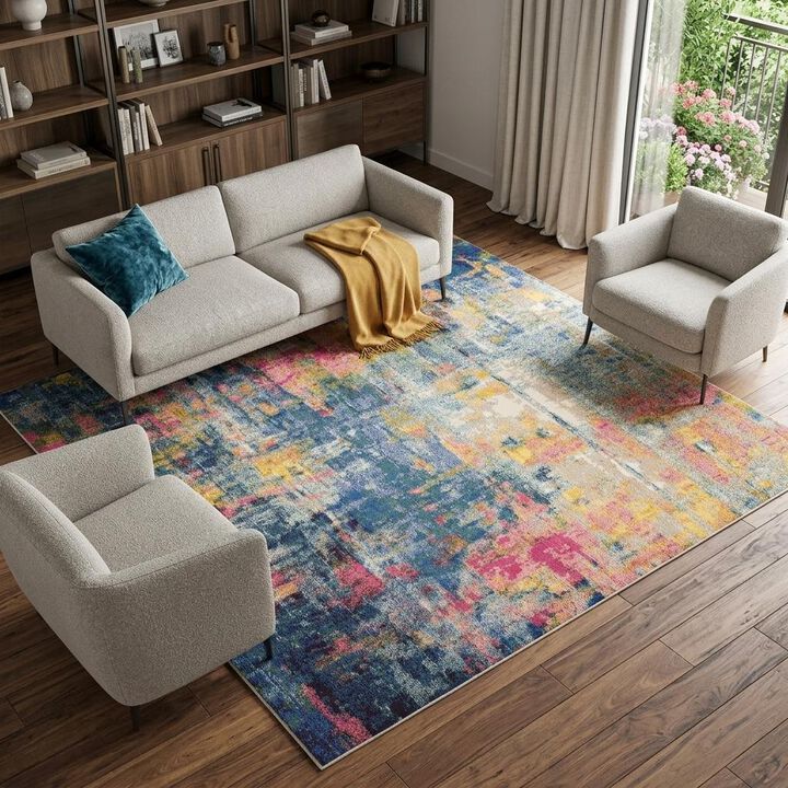 HomeRoots Abstract Power Loom Area Rug