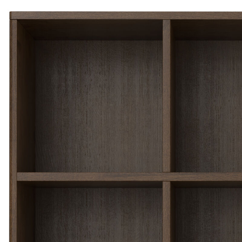 Harper SOLID HARDWOOD 43 inch x 42 inch Mid Century Modern Low 6 Cube Storage with Drawers in Walnut Brown