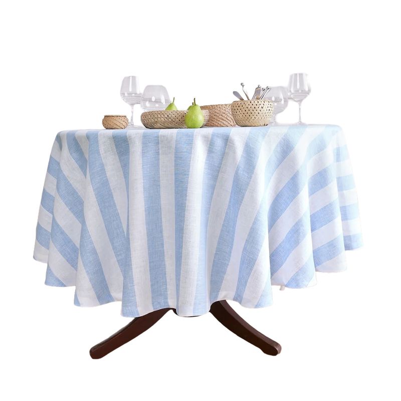 Linen Round Tablecloth - Cabana Stripe