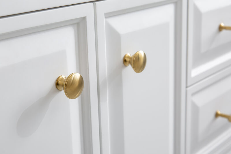 Palace 60 In. Double Sink Carrara Quartz Countertop Bath Vanity in Pure White with Satin Gold Hardware