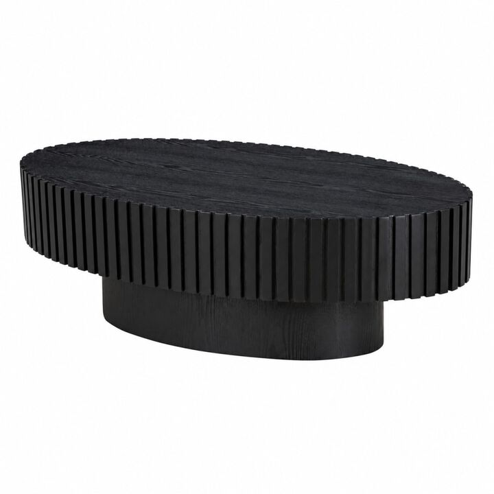 GOODSILO Modern Elliptical Drum Coffee Table with Sturdy Pedestal Base, 43.7 Inch Space Saving Oval Accent Table for Living Room and Bedroom Use