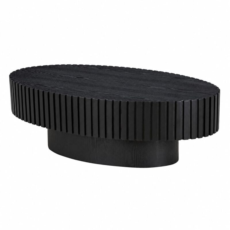 GOODSILO Modern Elliptical Drum Coffee Table with Sturdy Pedestal Base, 43.7 Inch Space Saving Oval Accent Table for Living Room and Bedroom Use image number 0