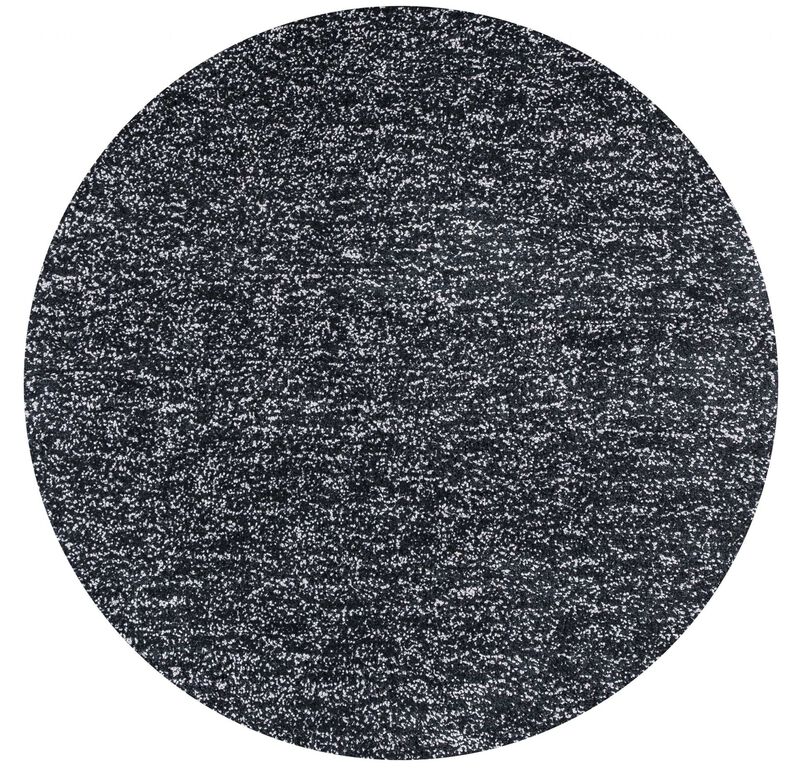 8' Black Heather Round Indoor Shag Rug image number 0