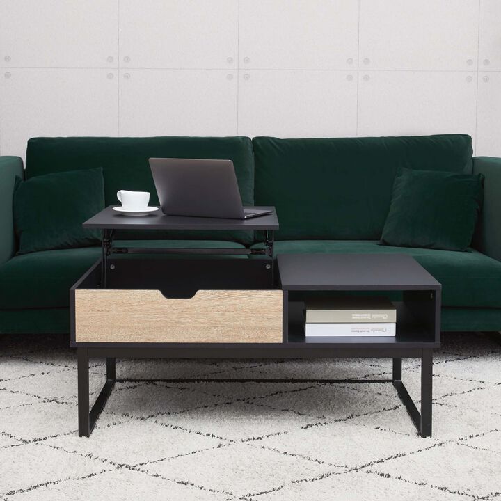 Teamson Home - Lift Top Coffee Table with Storage and Metal Legs