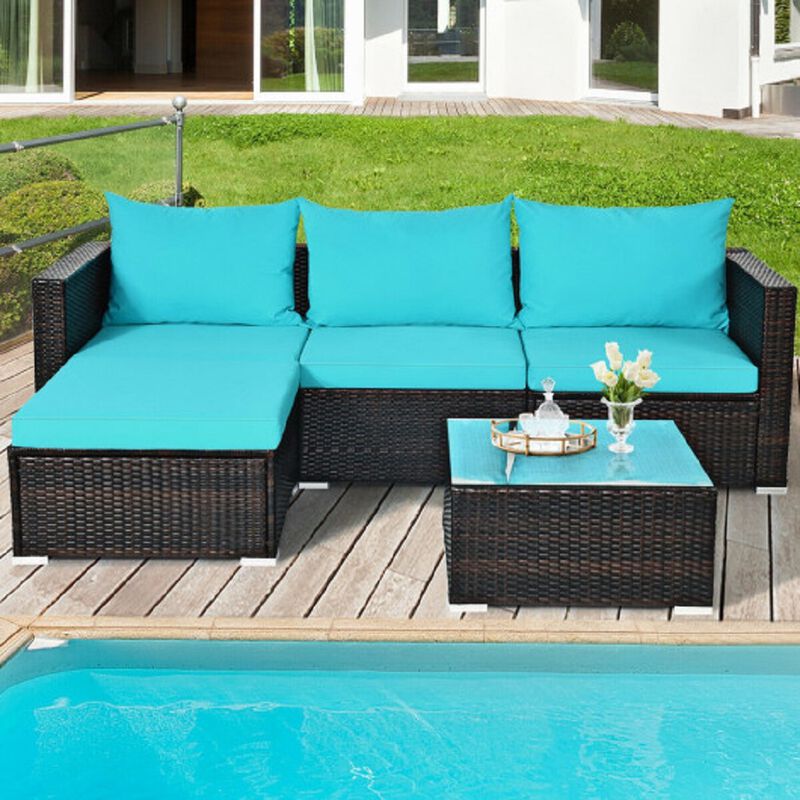 5 PCS Patio Sofa Set with Coffee Table