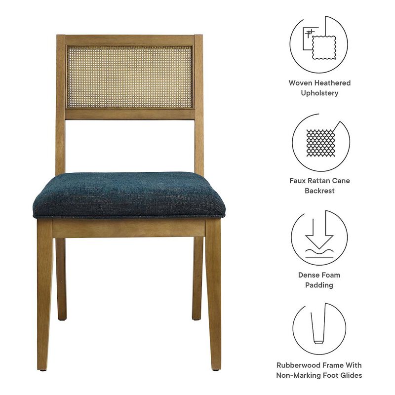 Nimba Faux Rattan Fabric Dining Chairs Set of 2 image number 1