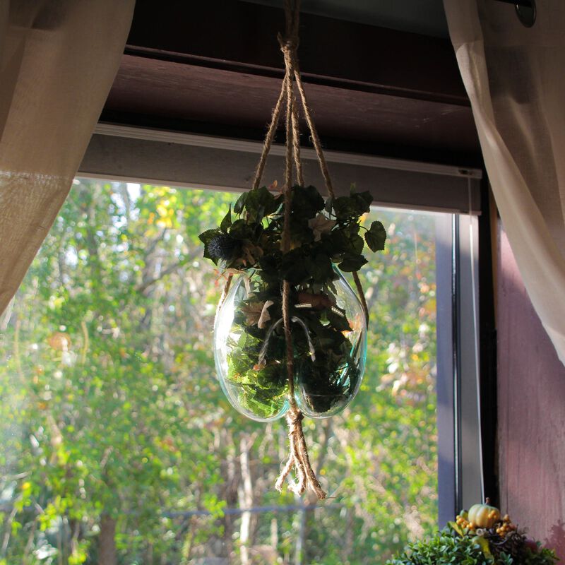Hanging Molten Glass Terrarium Planter, 9x9 Inch, Handmade image number 5