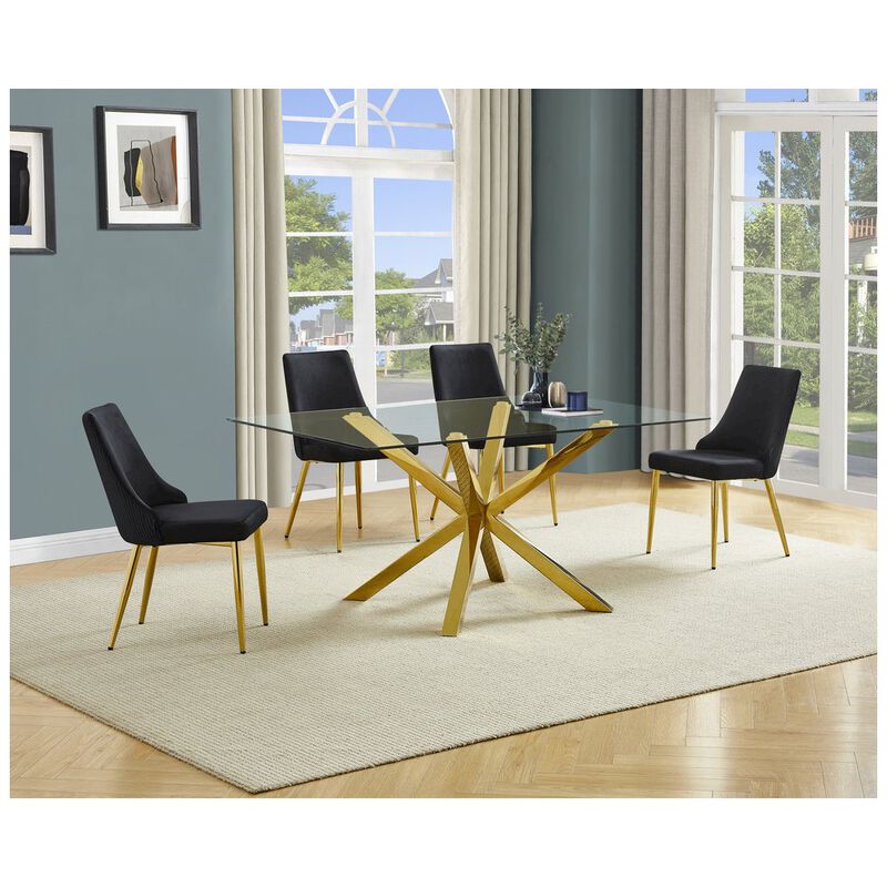 Best Quality Furniture Clear Glass Dining Set With Velvet Upholstered Chairs image number 5