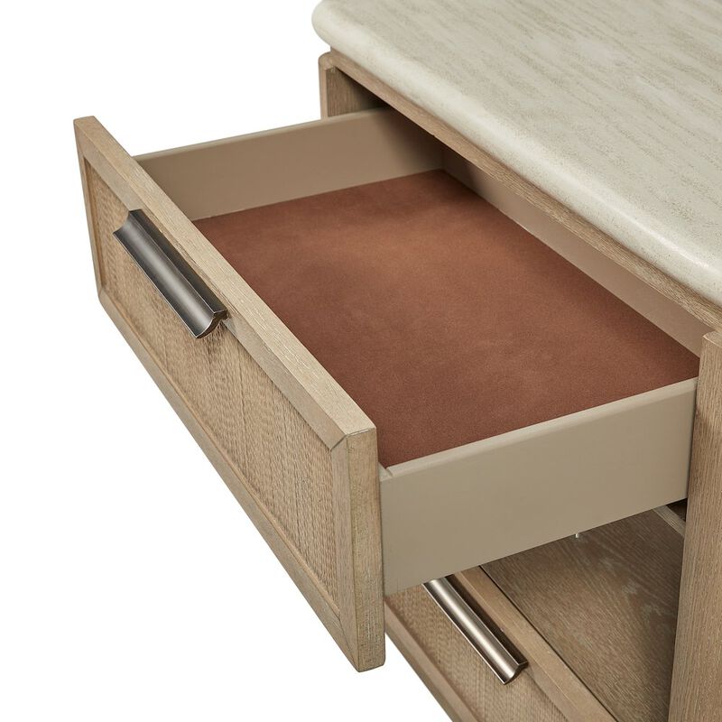 Transitional Elements Two Drawer Nightstand with Rope Fronts image number 3