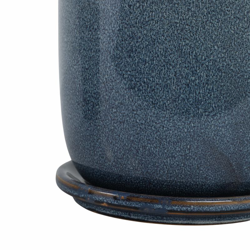 Blue Ceramic Saucer Planter Set