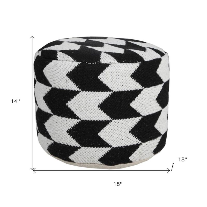 Hivvago 18 Inch Black Cylinder Chevron Pouf Ottoman