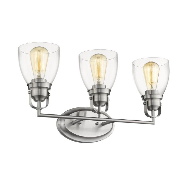 Chloe Lighting  Lily Contemporary 3 Light Brushed  Bath Vanity Light Clear Glass  23 in.