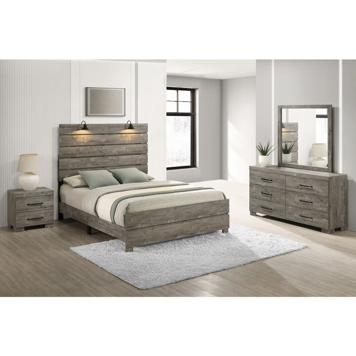 Best Quality Furniture 4Pc Modern Eastern King Size Panel Bedroom Set In Antique Gray Color