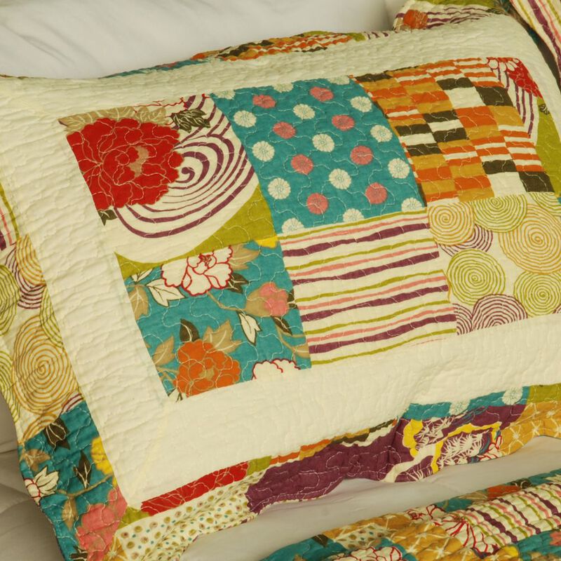 Memory Piano Cotton 3PC Vermicelli Quilted Printed Quilt Set Queen Size Bedding Set image number 4