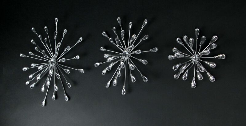 Set of 3 Metal Modern Art 3D Starburst Silver Wall Accents Home Decor Sculptures image number 2