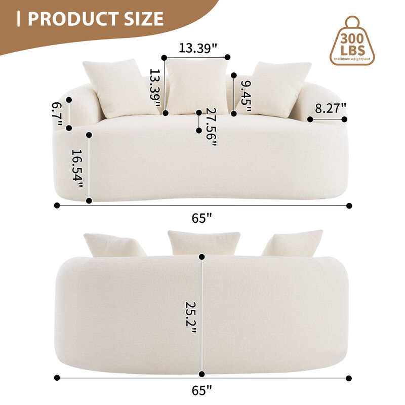 TATEUS Curved Chenille 30D Sponge Loveseat