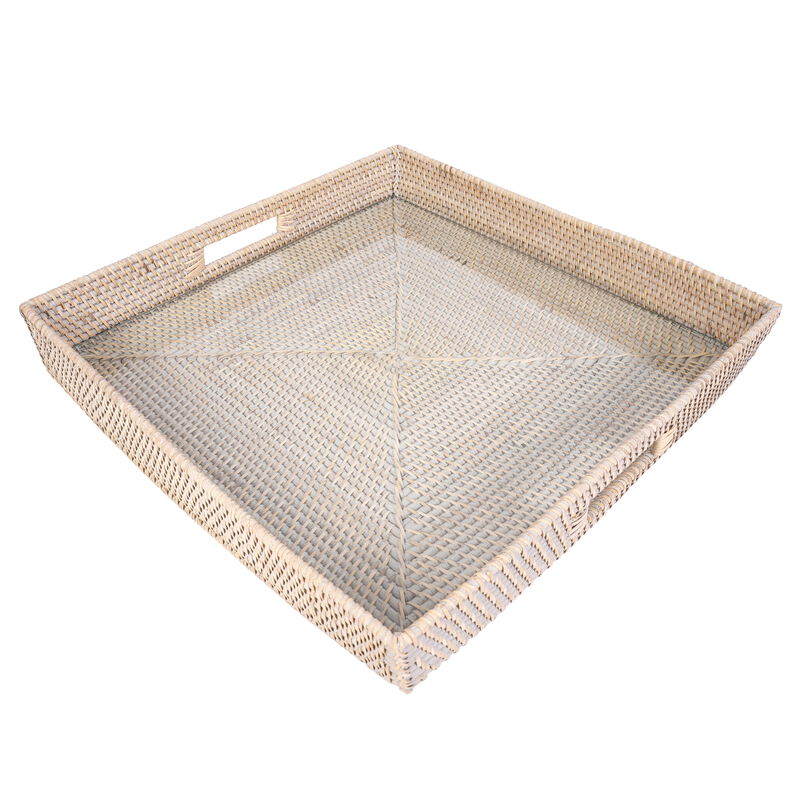 Saboga Home&trade; Square Serving Ottoman Trays with Glass Insert image number 0