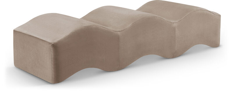 Meridian Furniture Wave Taupe Velvet Bench