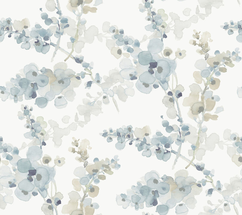 Blossom Fling Blue Peel & Stick Wallpaper