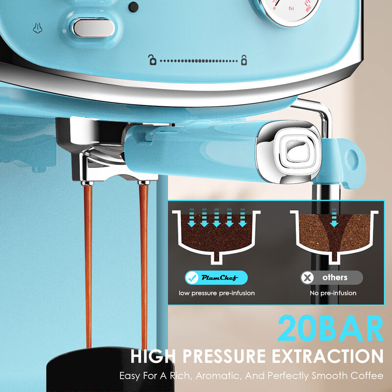 20 Bar Espresso Machine, Espresso Maker with Milk Frother Steam Wand, Pressure Gauge & 54oz Large Water Tank image number 4