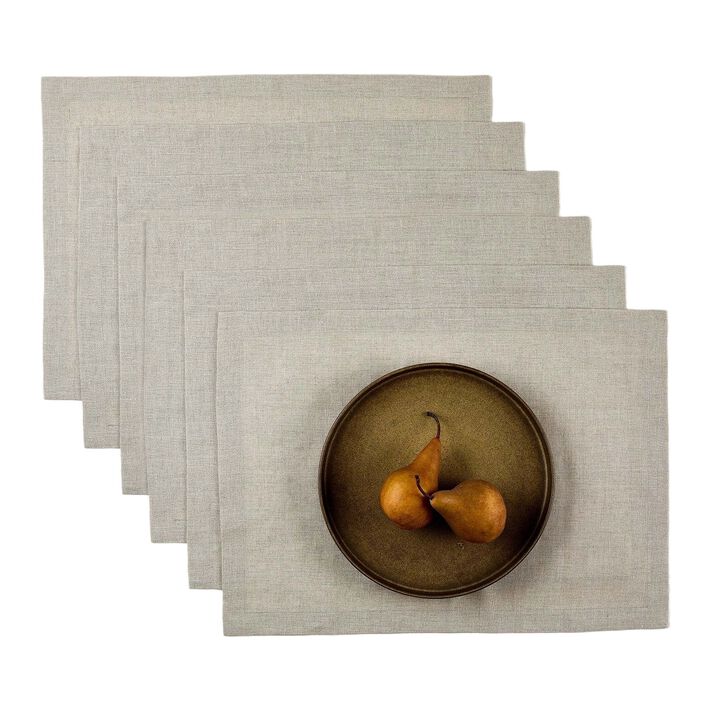 Solino Home 100% Pure Linen Placemats 14 x 19 Inch Set of 6 - Fete