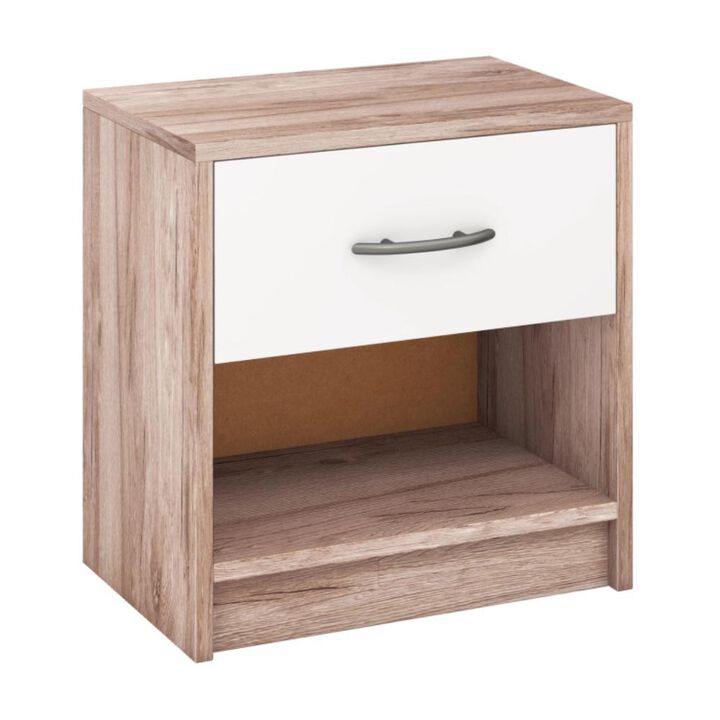 Hivvago Bedside Table Nightstand with Drawer and Open Storage Shelf