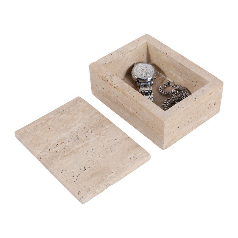 7" Travertine Box, Tan image number 1