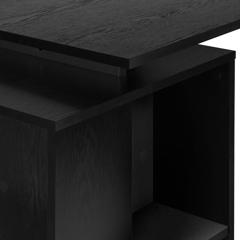 Monarch Specialties I 7601 Computer Desk, Home Office, Left, Right Set-up, Storage Shelves, 55"L, Work, Laptop, Metal, Laminate, Black, Contemporary, Modern