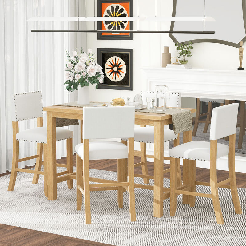 Whisen 5-Piece Counter Height Dining Set with Classic Elegant Table and 4 Chairs - Espresso