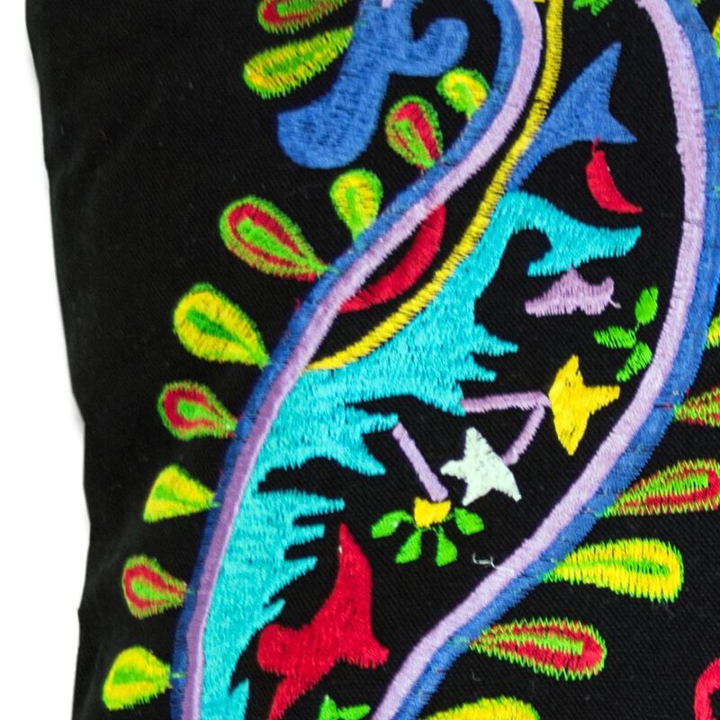 HomeRoots Set of Two 18" Black And Blue Peacock Cotton Throw Pillows with Embroidery image number 2