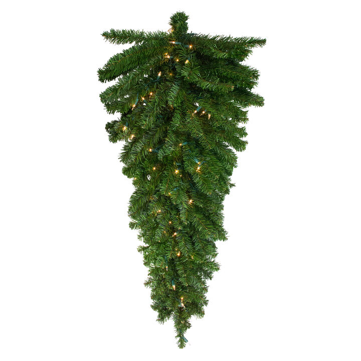 42" Pre-Lit Canadian Pine Artificial Christmas Teardrop Door Swag - Clear Lights