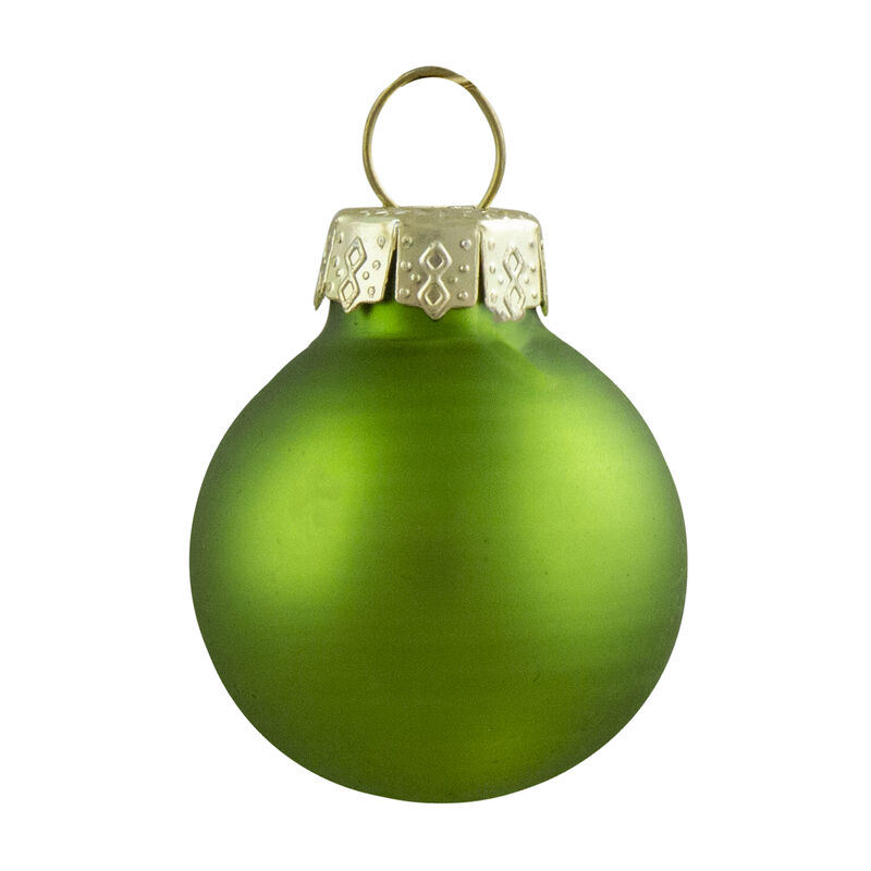 24ct Kiwi Green 2-Finish Glass Ball Christmas Ornaments 1" (25mm) image number 3