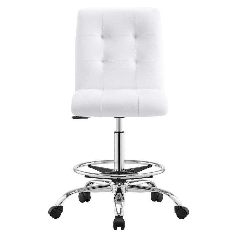 Prim Armless Vegan Leather Drafting Chair image number 4