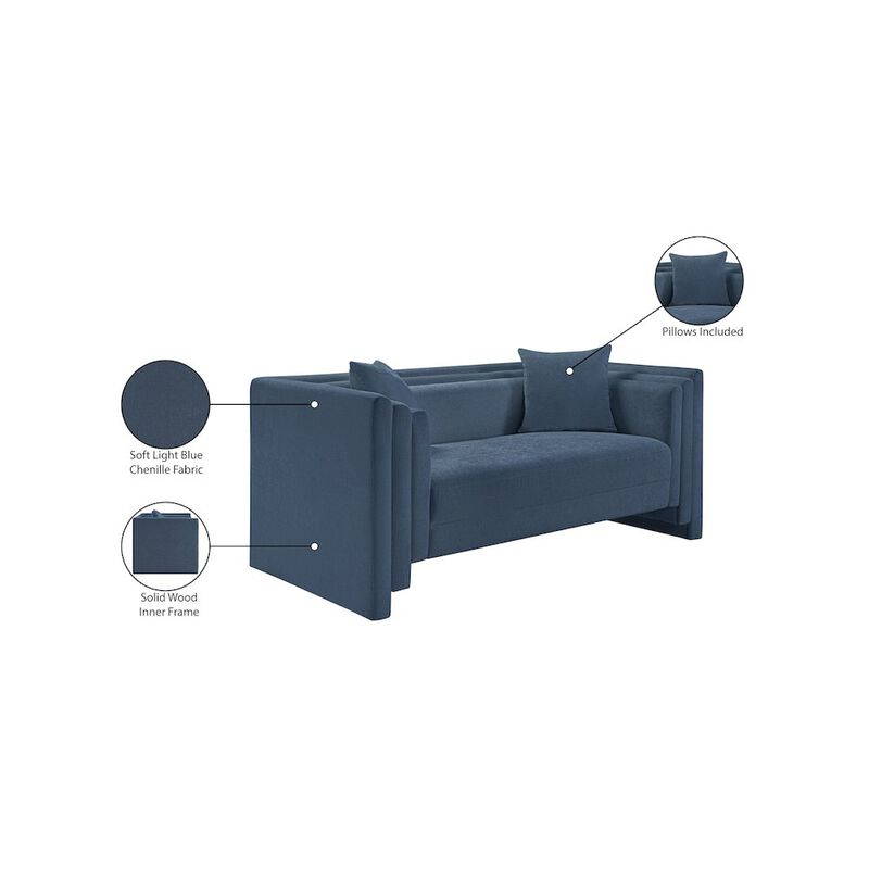 Meridian Furniture Everett Light Blue Chenille Fabric Loveseat