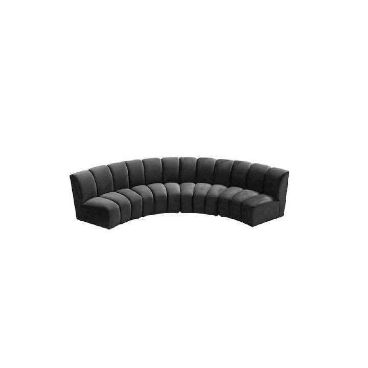 Meridian Furniture Infinity Grey Velvet 4pc. Modular Sectional