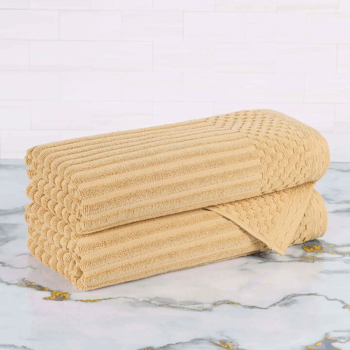 2-Piece Cotton Ribbed Bath Towel Set &ndash; Plush and Quick-Dry