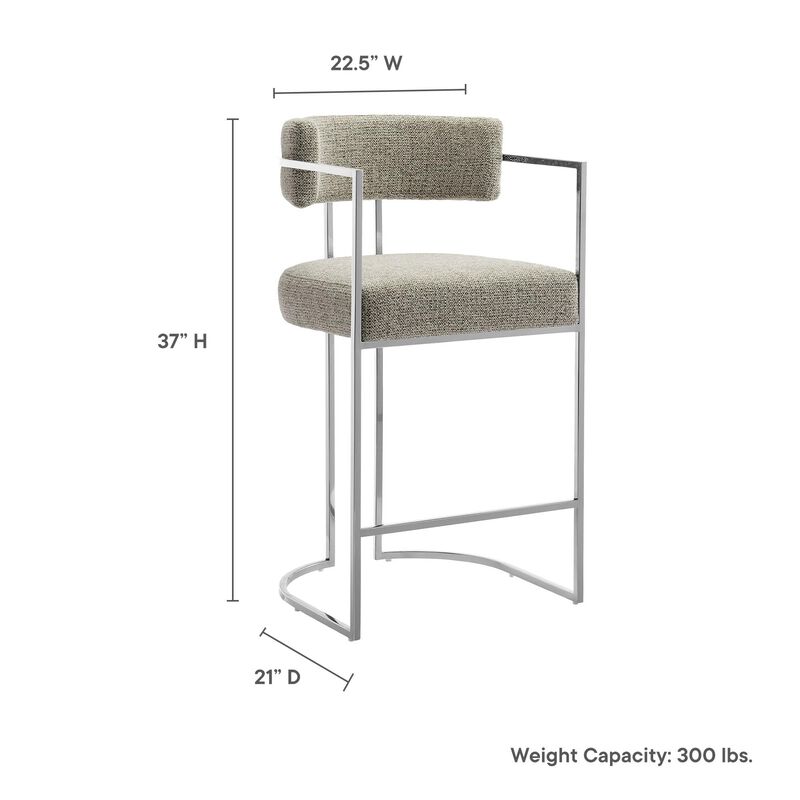 Modway Huron Modern Barrel Counter Stool with Sled Base in Silver Wheat image number 2