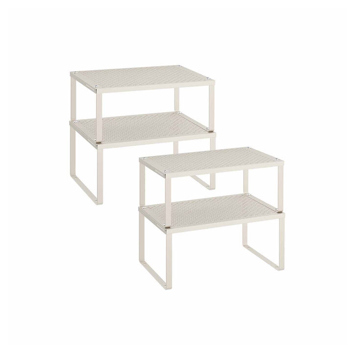 Stackable Metal Spice Rack Organizers - Set of 4 Expandable Cabinet Shelves for Kitchen