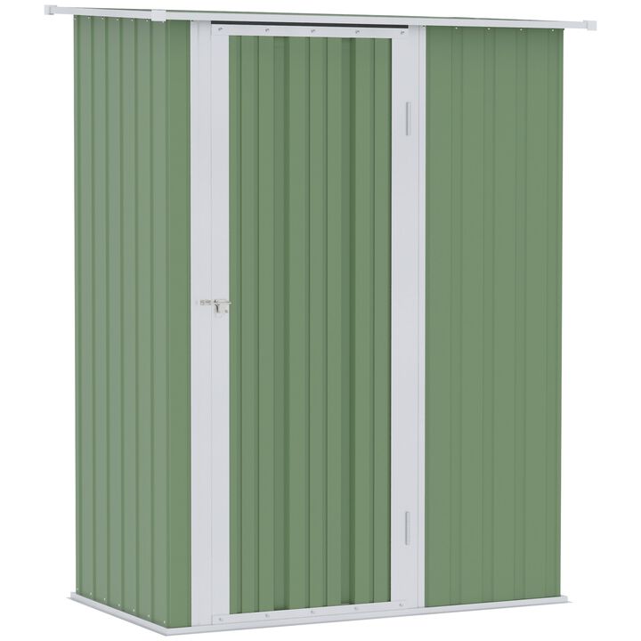 5' x 3' Metal Garden Storage Shed, Patio Tool House Cabinet with Lockable Door for Backyard, Patio, Lawn Green, Garage